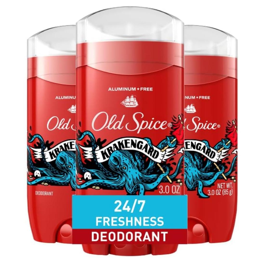 Old Spice Aluminum Free Deodorant for Men, 24/7 Odor Protection, 24/7 Freshness & Lasting Scent, Krakengard Scent, 3.0 oz (Pack of 2)