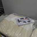 DUMOS Small Armless Home Desk Chair with Low Back Lumbar Support, Height Adjustable PU Leather Computer Task Chair with 360 Swivel Wheels, for Small Space, Kids and Adults, Beige White