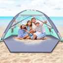 Happy Travel Beach Tent Sun Shelter for 3/4/5/6/7/8 Person, Portable UPF 50+ UV Protection Beach Shade Canopy for Family & Baby, Lightweight & Easy Setup Beach Cabana with 3 Ventilation Mesh Windows