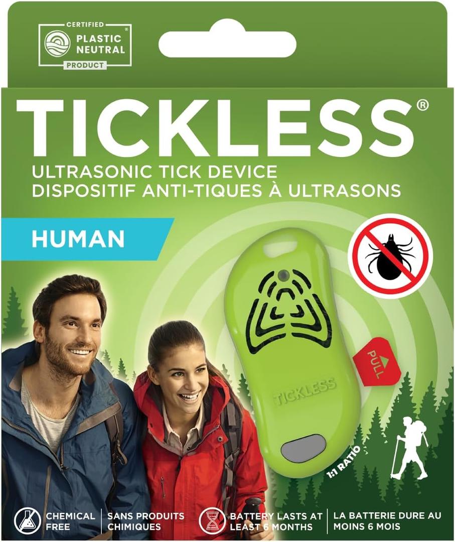 Tickless Human Ultrasonic Tick Device | Free of Fragrances and Odors | Protection for Adults and Children | Lasts 6 Months | Goes on Backpack, Shoes | Hiking, Walking, Cycling and Other Activities