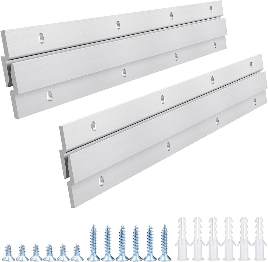 French Cleat Picture Hanger, Aluminum Z Hanger Interlocking Wall Mounting Bracket Hardware Kit Z Clips for Hanging Wall Painting, Mirrors, Panels, Artwork, Cabinet, Whiteboard (12inch-2Pairs)