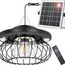 Ropelux Solar Shed Light Outdoor Indoor, Bright 2000LM 5 Modes, Lamp with 3 Color Temps Dual Motion Sensor Remote, Hanging Pendant Lights for Gazebo Barn Garage Shop, 1 Pack
