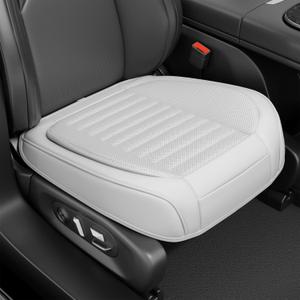 2 Pack Car Bottom Seat Covers, Luxury Leather Front Seat Covers, Breathable and Waterproof Automotive Bottom Seat Covers, Universal Anti-Slip Seat Covers Fit for Most Vehicles (White-2 PCS)