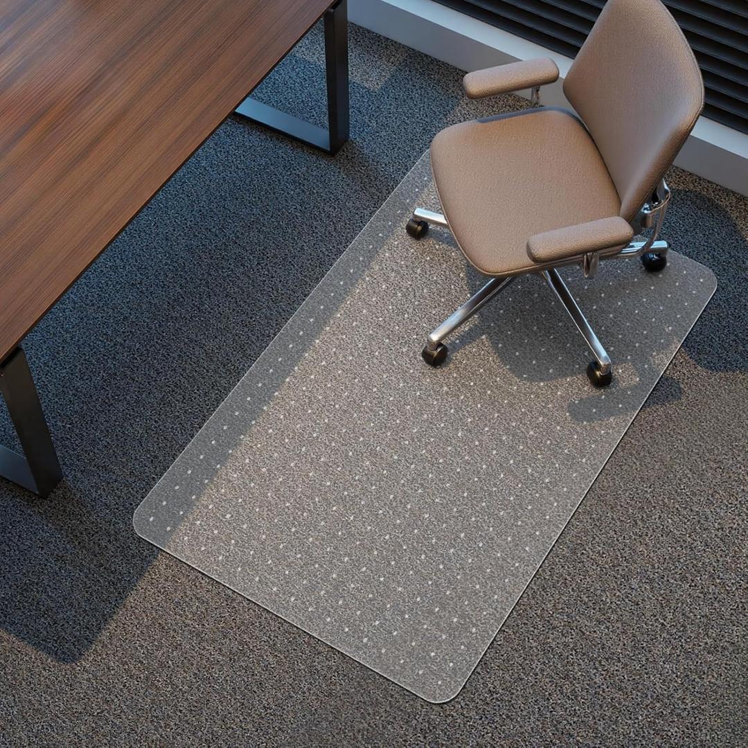 Kuyal Office Chair Mat for Carpet, 32x49 Clear Heavy Duty Computer Chair Mat, Under Desk Protector Carpeted Floors Mat, Easy Chair Movement, Ship Flat