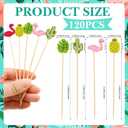 2 x 120pcs Summer Cocktail Picks Tropical Hawaii Cocktail Picks Assorted Flamingo Pineapple Monstera Palm Leaf Cactus Pick for Appetizers Food Drinks Cupcake Hawaiian Luau Party Decoration Supply