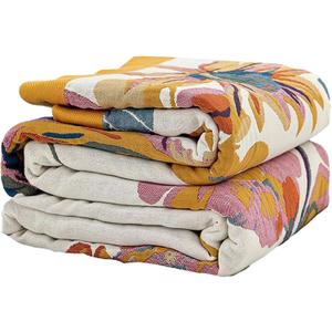 Boho Large Throw Blanket for Bed Couch 60" x 80 "100% Cotton Gauze Fall Blankets Home Decor Soft Lightweight for Sofa Quilt with Floral Butterfly (Butterflies and Flowers)