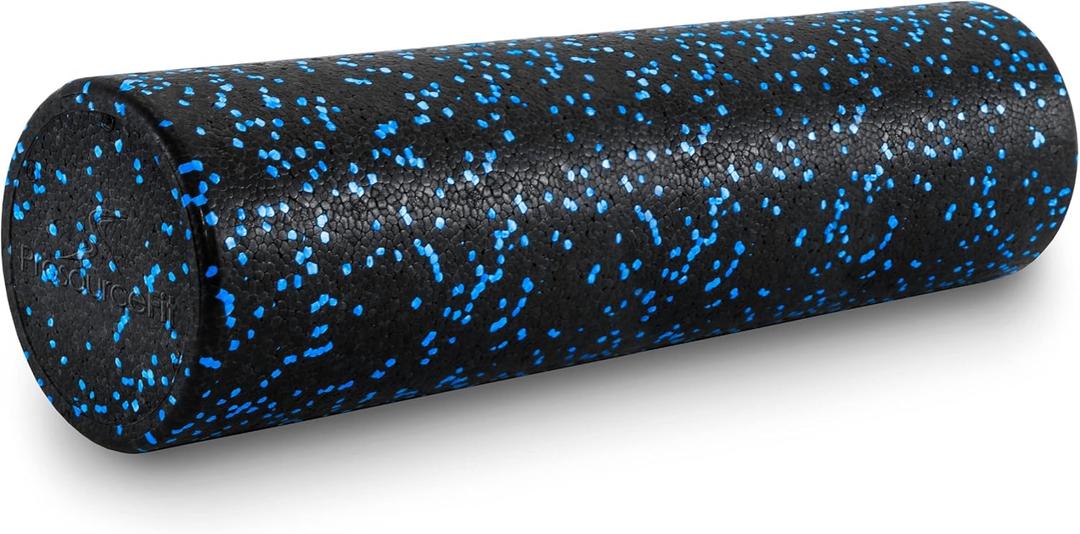 ProsourceFit High Density Foam Rollers 24 - inches long, Firm Full Body Athletic Massager for Back Stretching, Yoga, Pilates, Post Workout Trigger Point Release, Black/Blue