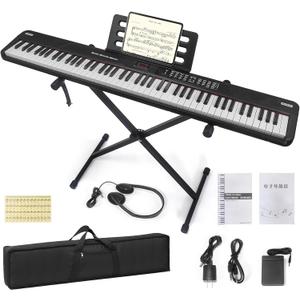 Digital Piano 88 Key Full Size Semi Weighted Electronic Keyboard Piano Set with Stand,Built-In Speakers,Electric Piano Keyboard with Sustain Pedal,Bluetooth,MIDI/USB/MP3 for Beginners Adults