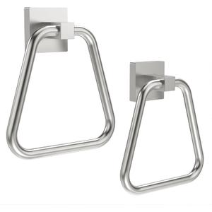 RUACQ Towel Ring, Square Base Hand Towel Ring, Stainless Steel Hand Towel Holder for Bathroom Wall, Sturdy and Rust-Resistant (Brushed Nickel, 2Pack)