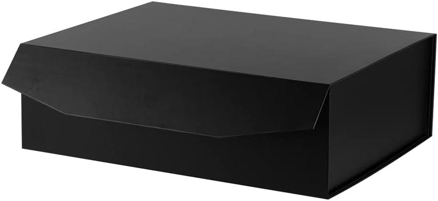 1 Pcs Matte Black Extra Large Gift Box with Lid, 16.5x13x5.3 Inches, Hard Magnetic Giant Gift Boxes for Presents Clothes Robe Wedding Dress Sweater,Reusable Foldable Bridesmaid Proposal Box, 1 count