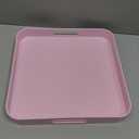 Square Pink Decorative Serving Tray with Handles, Versatile Ottoman Tray for Coffee Table, Entertaining, Outdoor Patio, Living Room, 13”*13”*1.6”