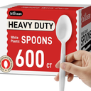 600Pack Disposable Plastic Spoons Bulk White Heavy Duty Plastic Teaspoons - Value Pack Cutlery Set For Parties, Restaurant (600SPOONS)