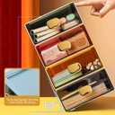 Stackable Desk Organizer with Drawer 13'' Wide Large Desktop Storage Drawer Organizer Clear Plastic Organizer Drawer for Office,Stationery,Cosmetics,Accessories (1 PACK,L-1 Drawer,Cream White)