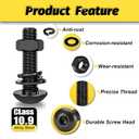 Kadrick Metric Screw Assortment, 2000PCS Metric Bolt Assortment Kit M2 M3 M4 M5 Machine Screws with Lock & Flat Washers, Grade 10.9 Alloy Steel Hex Socket Button Head Black Screws Nuts and Bolts Kit