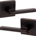 Kwikset Halifax Interior Privacy Door Handle with Lock, Door Lever For Bathroom and Bedroom, Venetian Bronze Reversible Keyless Push Button Lock Door Lever, with Microban Protection, Square Rose