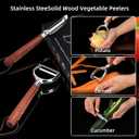 Vegetable Peeler, Premium Y-Shaped and I-Shaped Stainless Steel Potato Peelers Set, Multifunctional Kitchen Peeler Real Wood Handle Ultra Sharp Blade Vegetable Fruit Carrot Apple (2PCS)