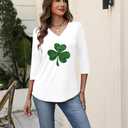 Zeagoo 3/4 Length Sleeve Womens Tops V Neck Shirt Dressy Casual Blouse Basic Tshirts 2026 Fashion Clothing S-2XL (White, L)