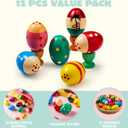 2 x JOYIN 12 Packs 1.9''*2.7" Wooden Egg Shakers Maracas Percussion Musical for Party Favors, Classroom Prize Supplies, Musical Instrument, Basket Stuffers Fillers, Easter Hunt