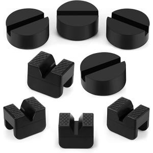 8 Pcs 2 Types Jack Stand Pads Adapter Universal Slotted Frame Rail Pinch Welds Protector Rubber Jack Pad for Jack Stand Accessories