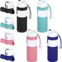 LemonRoad 4 Pcs 26 oz Silicone Collapsible Water Bottle, Portable Foldable Water Bottle Leakproof with Carabiner Reuseable Lightweight for Travel Sports Hiking Camping Cycling Office (Multicolor)