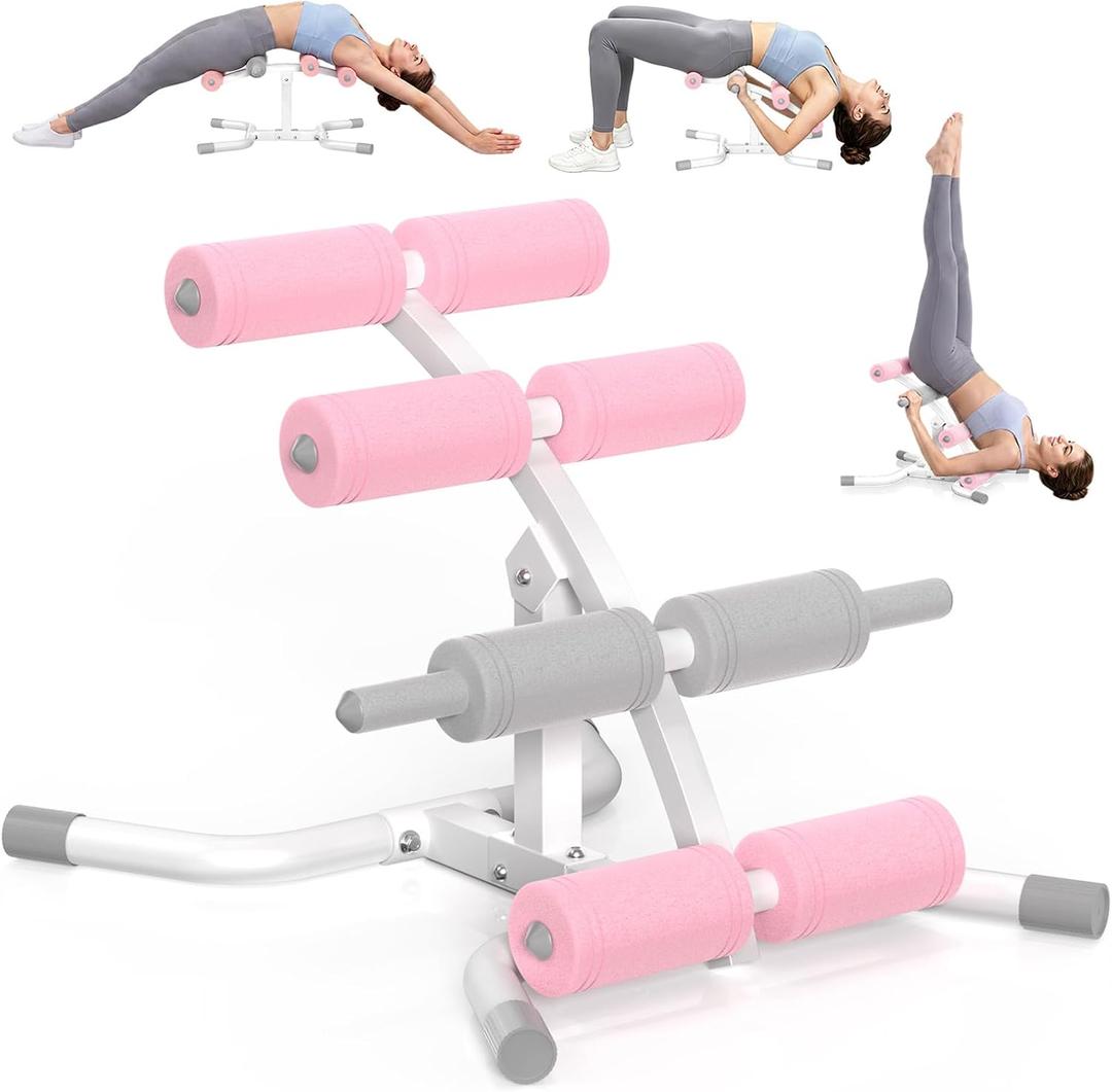 DERACY Mini Inversion Table with Rollers, Back Extension Machine, Pink