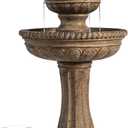 XBrand 39" Solar Water Fountain, 2-Tier Outdoor Sand Stone Resin with Solar Panel & Pump for Home Garden Yard Decor