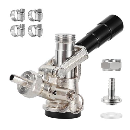 Keg Coupler - American Sankey D Keg Tap Connection, Draft Beer Tap with 304 Stainless Steel Probe, Kegerator Parts with Hose Clamp, Kegerator Accessories for 5/16" ID Hose, Homebrew & Commercial Use