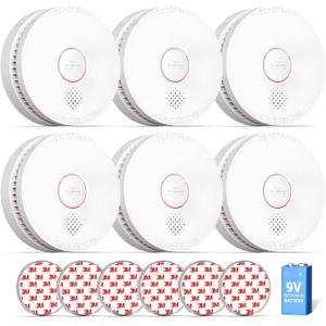 SITERWELL Smoke Detector, 10 Year Product Life Fire Alarm with Magnetic Fastening Kit, Smoke Alarm with Photoelectric Sensor and Low Battery Warning Function for House, UL217-10th Listed,GS509A, Pack of 6