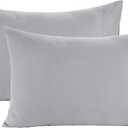 LANE LINEN 100% Organic Cotton Pillowcases - Standard Size and Crisp Cool Percale Weave Sleeping Pillow Covers Set of 2 Silver