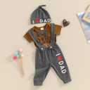 Newborn Baby Boy Clothes Short Sleeve Romper and Pants Hat Infant Boy Coming Home Outfit 3Pcs (3-6 Months)