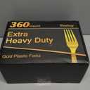 360 Count Extra Heavy Duty Gold Plastic Forks Disposable, BPA-Free, Heat Resistant, Solid and Durable Disposable Forks Bulk, Premium Plastic Forks heavy duty for Party Supply