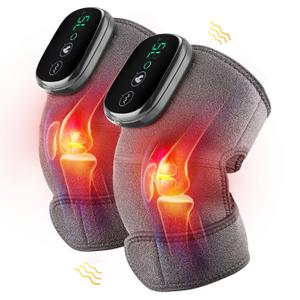 MOAJAZA Heated Knee Massager Shoulder Heating Pads Elbow Brace 3 in 1 with Vibration, Cordless Rechargeable Heating Knee Warmers Wrap for Shoulder Elbow Knee Stress Relief 2 Packs