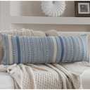 Cethom Boho Lumbar Pillow Covers 14x36 Long, Farmhouse Decorative Couch Pillow Cases, Blue Accent Pillows of Bed, Sofa Bedroom Living Room Home Decor Cushion Cover, Pack of 1