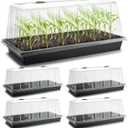 1020 Plant Tray with Tall 7.3'' Dome, 5-Pack Extra Large Seed Starter Tray with Humidity Domes, Heavy Duty 1020 Trays and Flats with Lid, Seed Germination Mini Greenhouse No Hole for Balcony Garden