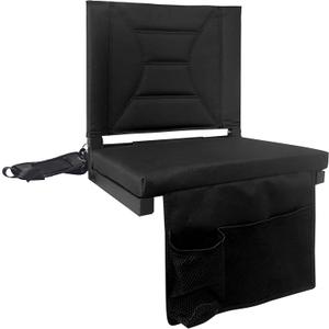 Stadium Seats for Bleachers with Back Support, Bleacher Chairs with Backs and Cushion Wide, Portable Folding Stadium Seats Includes Shoulder Strap - Black