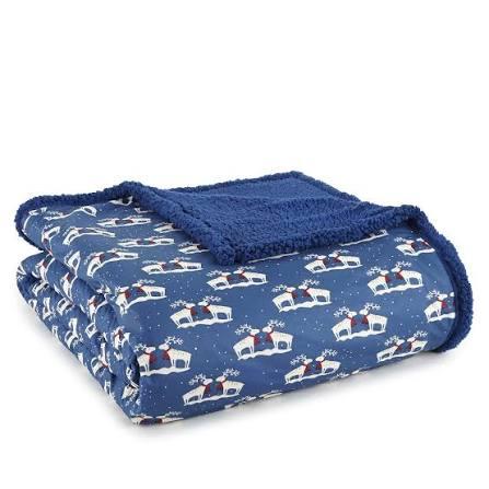 Thermee Micro Flannel Heavy Blanket with Sherpa Back for Cold Weather – King-Size Super Soft, Cozy Blanket –Luxurious Throw Blanket for Comfort and Warmth – Easy Care & Durable Design-Reindeer Kiss