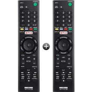 Ogilly RMT-TX100U Replacement Remote Control for Sony TVs, Bravia, 4K UHD LCD LED HD Smart TVs with Netflix Shortcut Buttons, Black (Pack of 2)
