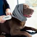Dog Calming Hoodie with Noise Canceling Ear Muffs - No Shake Ear Wrap for Anxiety Relief, Fireworks & Thunder, Grooming & Force Drying, Head Cover for Hematoma Prevention, Comfort Fit, Grey (Medium)