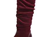 Women's Fashionable Chunky Heel Riding Boots with Side Zipper -Durable & Stylish (5.5, Wine Red)
