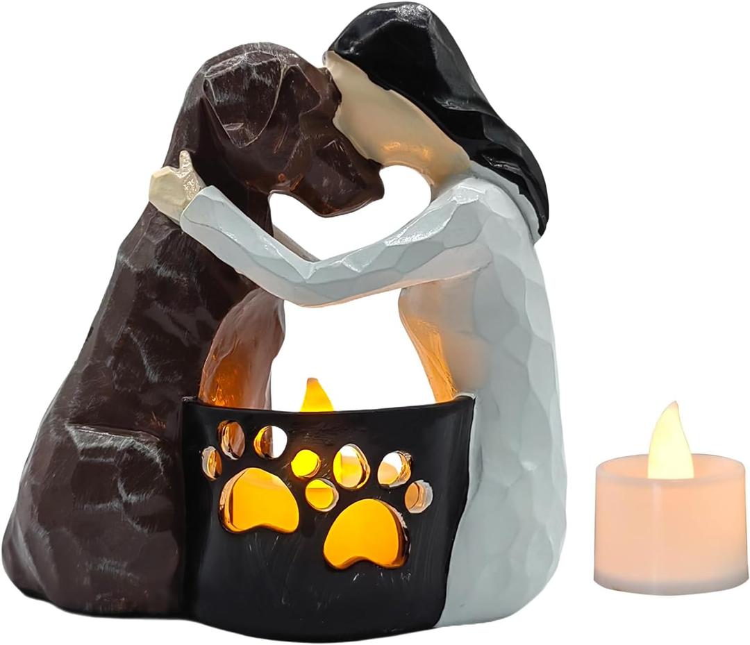 Dog Memorial Gifts, Pet Loss Sympathy Gift,Custom Dog Statue Hand-Sculpted Remembrance Candle Holder to Honor a Beloved Who Passed Away