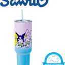 Silver Buffalo Sanrio Hello Kitty and Friends Featuring My Melody, Kuromi, and Pompompurin Rainbow Ombre Stainless Steel Tumbler with Handle and Straw, Fits in Standard Cup Holder, 40 Ounces
