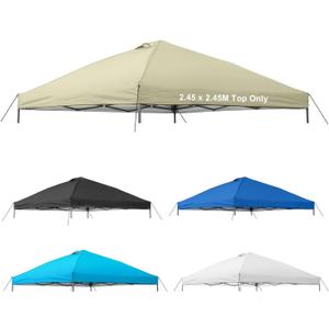 8x8 Canopy Replacement Top Cover,Waterproof Pop Up Canopy Replacement Cover with Air Vent Ropes for Outdoor Garden Patio Picnic Camping,Top Only(Top Only,245 * 245cm