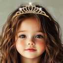 Kilshye Girls Princess Tiara Gold Rhinestone Tiaras Crystal Hair Accessories for Birthday (Gold)