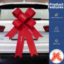Red Big Car Bow 30 Inches, Giant Ribbon Bow for Car Decor, Large Gift Wrapping, Birthday Parties, Christmas, Weddings, and New Home Decor
