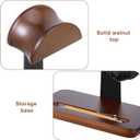 3 x Headphone Stand Wood, Walnut Headset Stand for Desk, Heavy Duty Universal Headset Stand with Storage Base for Gaming and Music Headset