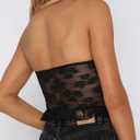 CSDAJIO Women's Sexy Sheer Mesh Tube Top Strapless Bandeau Tops See Through Going Out Crop Top (Black, XS)