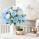 MARTINE MALL 2 Packs Peonies Artificial Flowers, Mixed White Blue Artificial Peonies, Silk Peonies Flowers Fake Peonies Artificial Peony Flowers for Centerpiece Table Wedding Party Home Decor