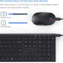 Wireless Keyboard and Mouse, Vssoplor 2.4GHz Rechargeable Compact Quiet Full-Size Keyboard and Mouse Combo with Nano USB Receiver for Windows, Laptop, PC, Notebook-Black
