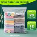 TUXIYA 12PACK 20 Gallon Extra Large Zipper Plastic Bags for Storage 24'' x 32'',Extra Large Clear Zipper Bags Reusable for Clothes, Home Moving, Travel, Camping, Thick 6 Mil