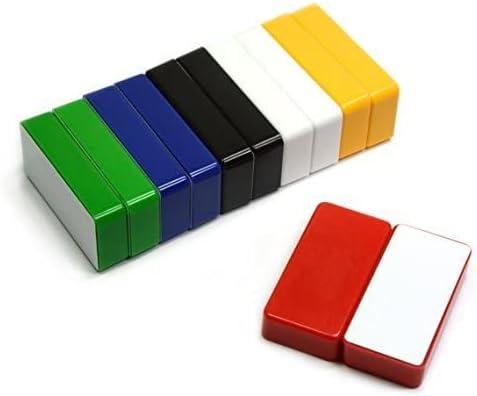 CMS Magnetics - (12-Pack Dominos Multi-Color) Colorful Super Strong Ceramic Domino Magnets for Dry Erase Whiteboards, Bulletins, Refrigerator, Office, Kitchen, School, Classroom